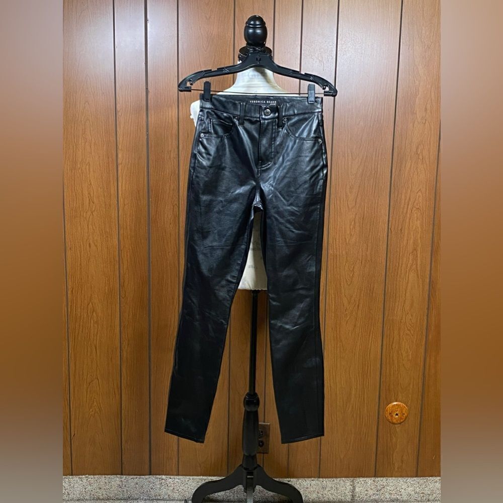 Veronica Berad Maera Extra High Rise Skinny Faux Leather Pants size 25 - Picture 6 of 14